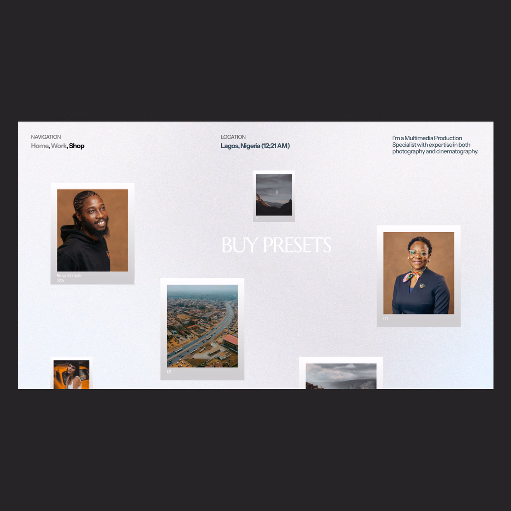 Samiroks Visuals website design exploration