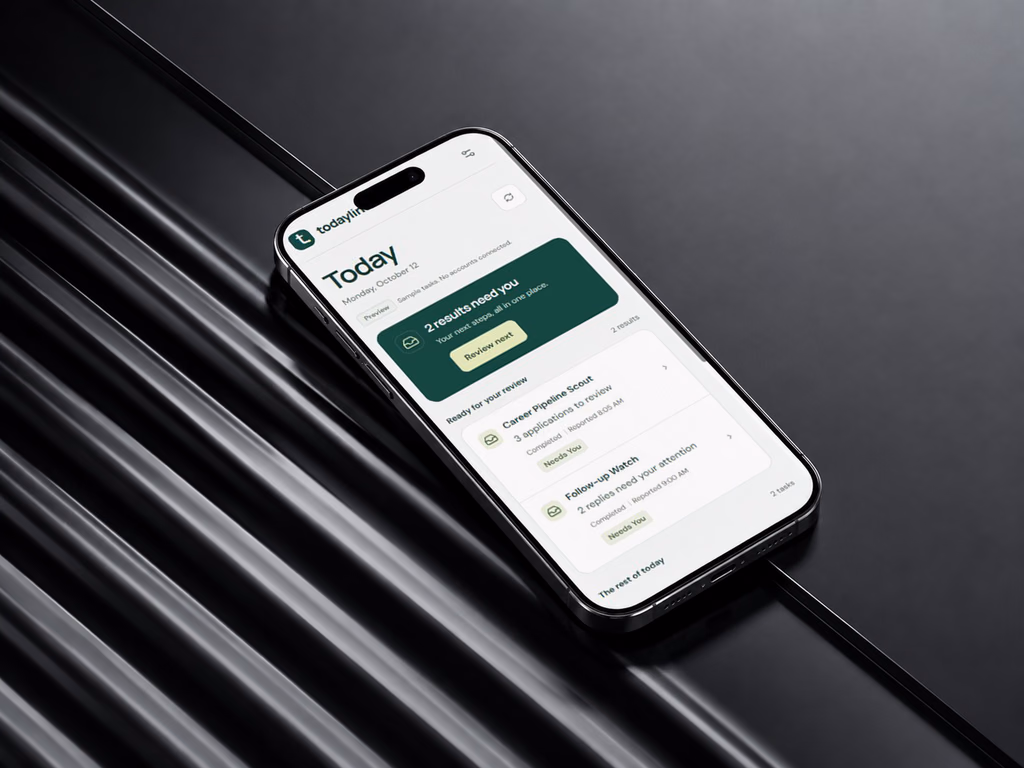Todayline mobile interface for reviewing scheduled task updates