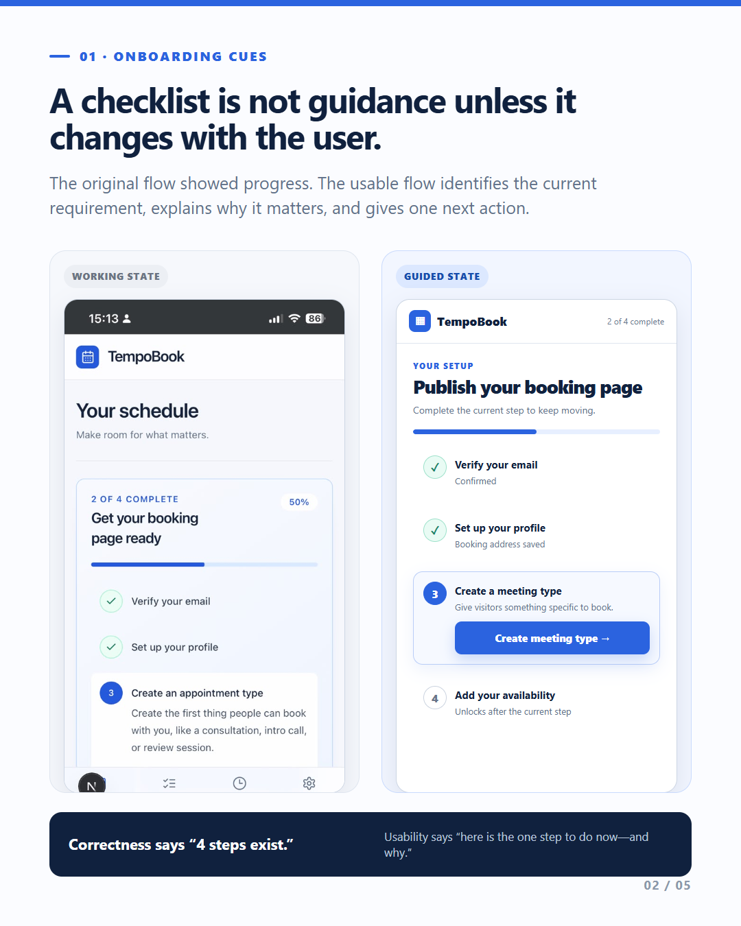 Appointment schedule and booking flow on mobile