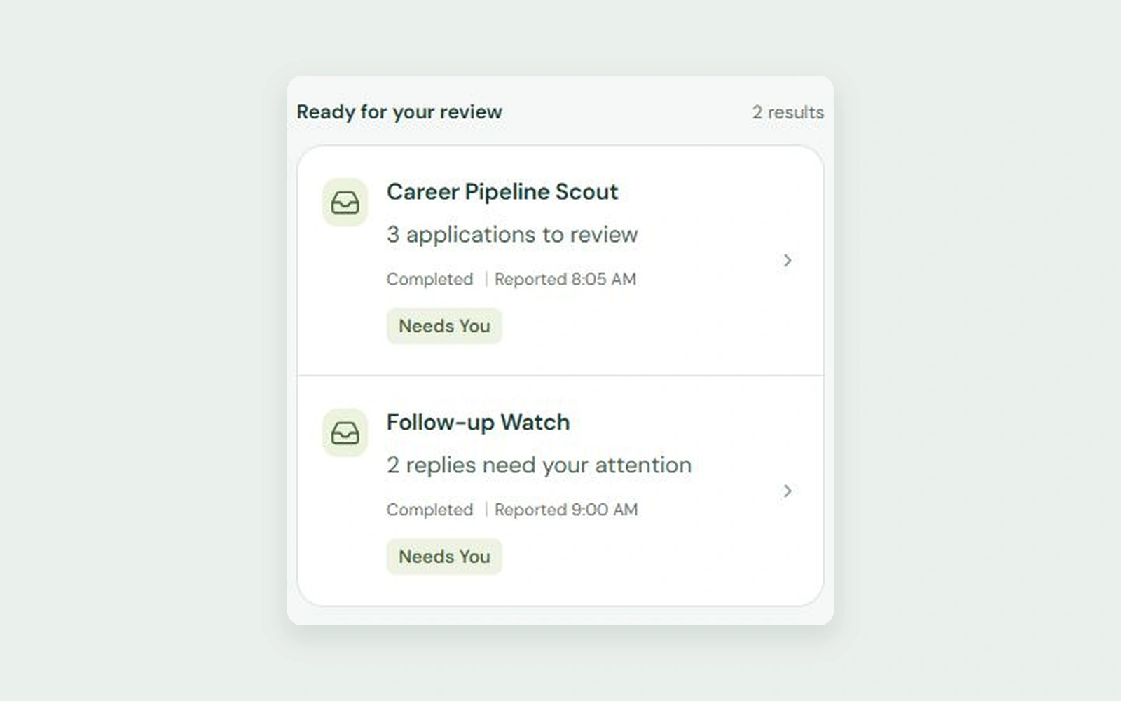 Todayline mobile cards for scheduled tasks
